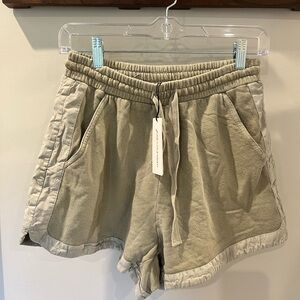 Unsubscribed Cotton Dolphin Shorts with Satin Trim in Dusty Olive NWT - small